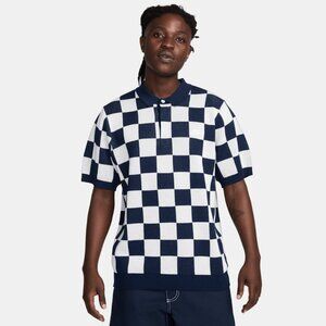 Nike Sportswear Club Checkers Polo Midnight Navy White Size Medium